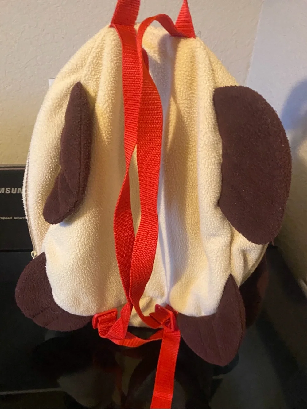 Rare vintage Mango  Pound Puppies Backpack - Cream & Brown with Red Straps